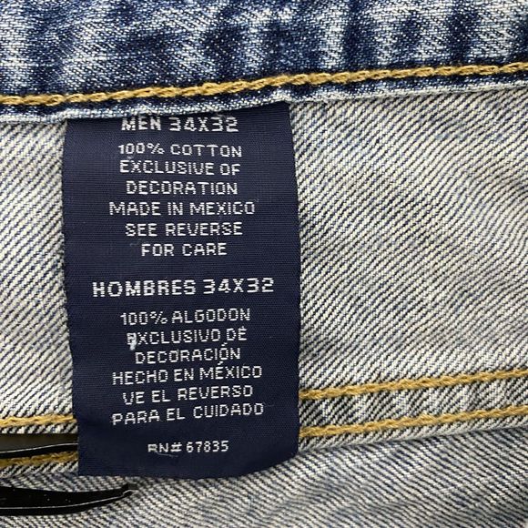 Nautica Jeans Mens 34x31 Classic Relaxed Straight‎ Faded Distressed Denim Baggy - Picture 12 of 13